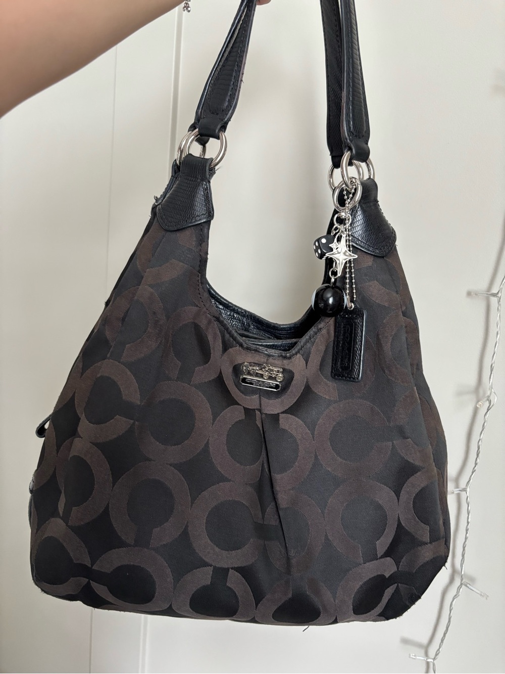 Vintage Coach Signature C Madison Maggie Shoulder Bag Black Brown Y2K
